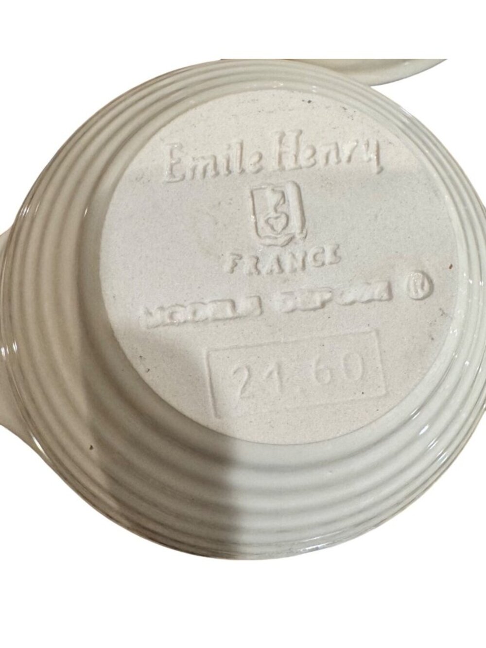 4 Emile Henry Modele Depose 21.60 Bowl Ribbed Lug Handled Soup Cereal Ice Cream - Picture 5 of 10